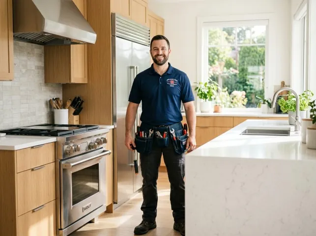 Appliance Repair Hero technician in a Appomattox, VA kitchen after an appliance repair